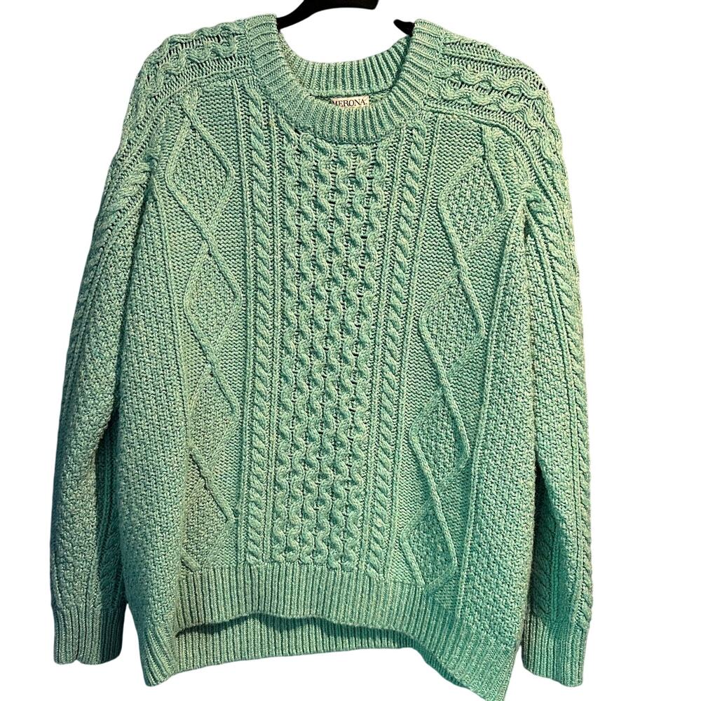 Merona Size XL Sweater Seafoam Green Cozy Warm Chunky Soft Winter Wool Blend